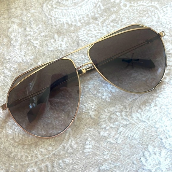 NWOT Zadig & Voltaire Full Rim Gold Tone Metal Aviator Sunglasses Gradient Lens